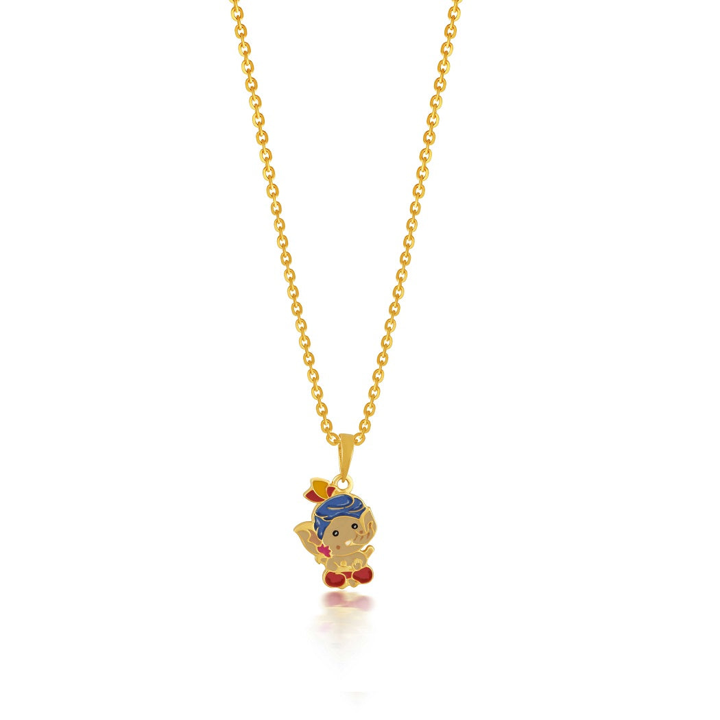 Kids Cute Little Ganeshji Gold Pendant with Chain – Love Anamitra