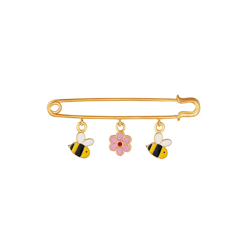 Cute bees and a flower baby brooch