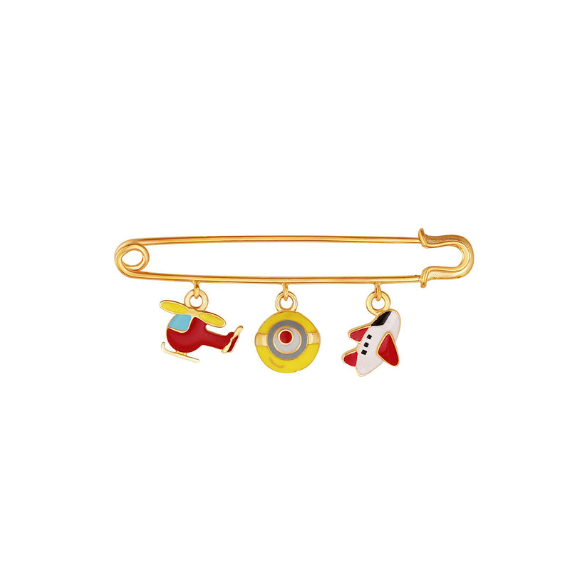 Cute helicopter, yellow evil eye, and a plane baby brooch