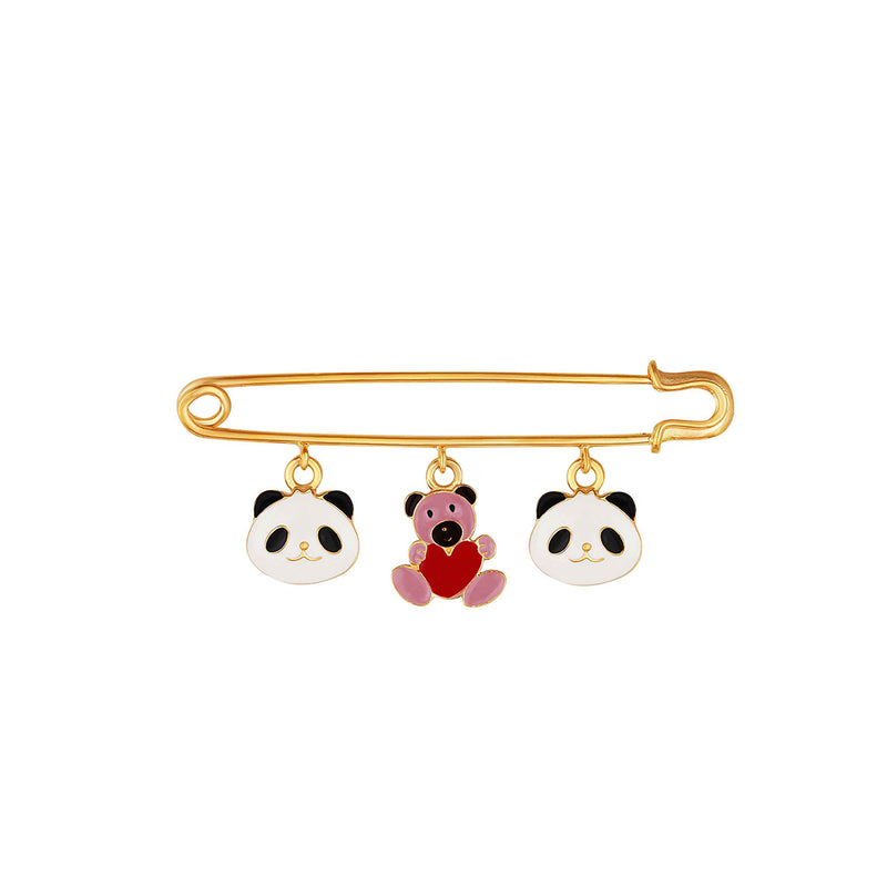 Cute pandas and a bear baby brooch