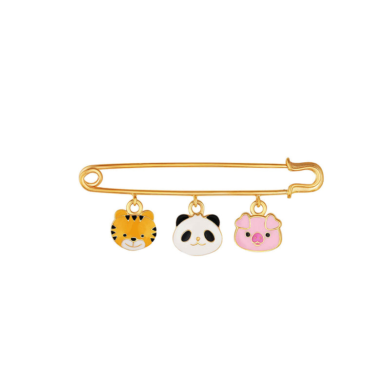 Cute tiger, panda, and pig baby brooch