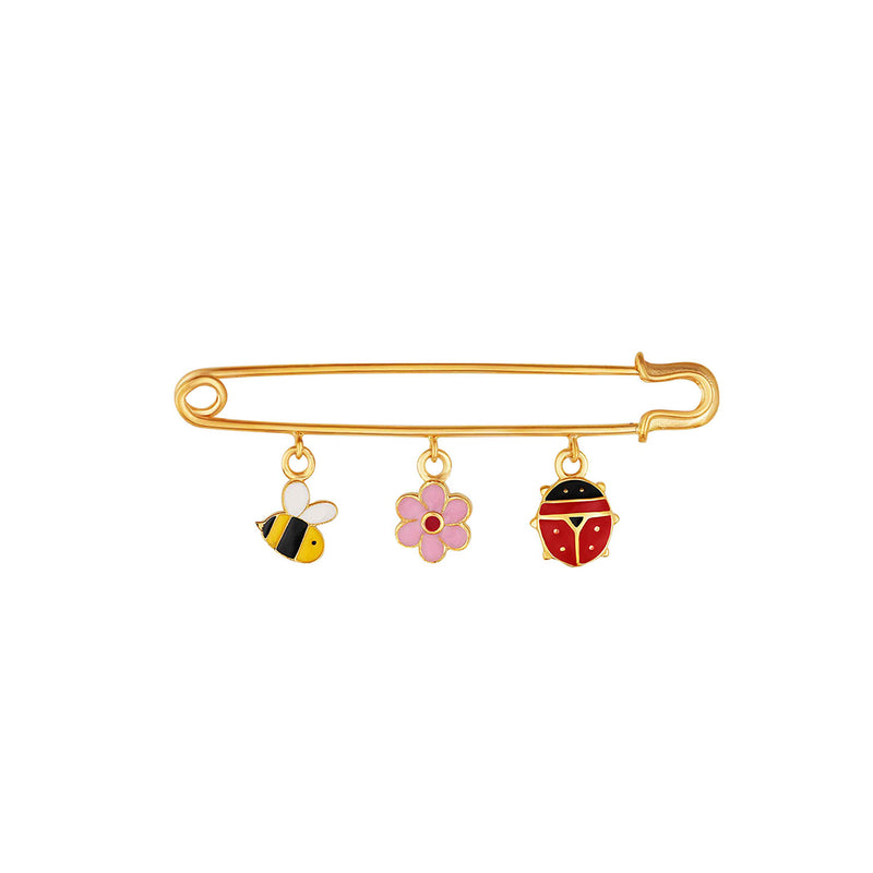 Cute bee, flower, ladybug baby brooch