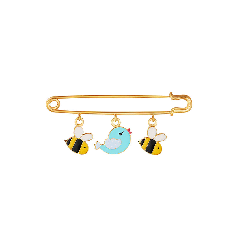 Cute bees and bird baby brooch