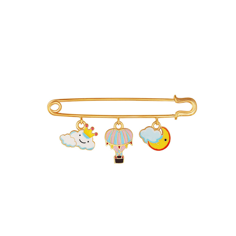 Cute moon hot air balloon and cloud baby brooch