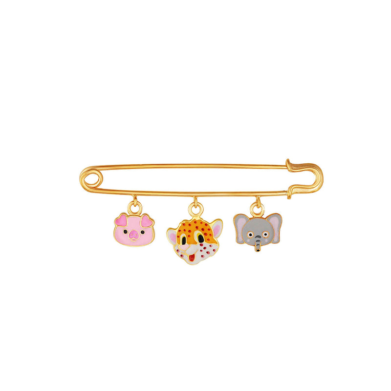 Cute leopard, pig, and elephant baby brooch