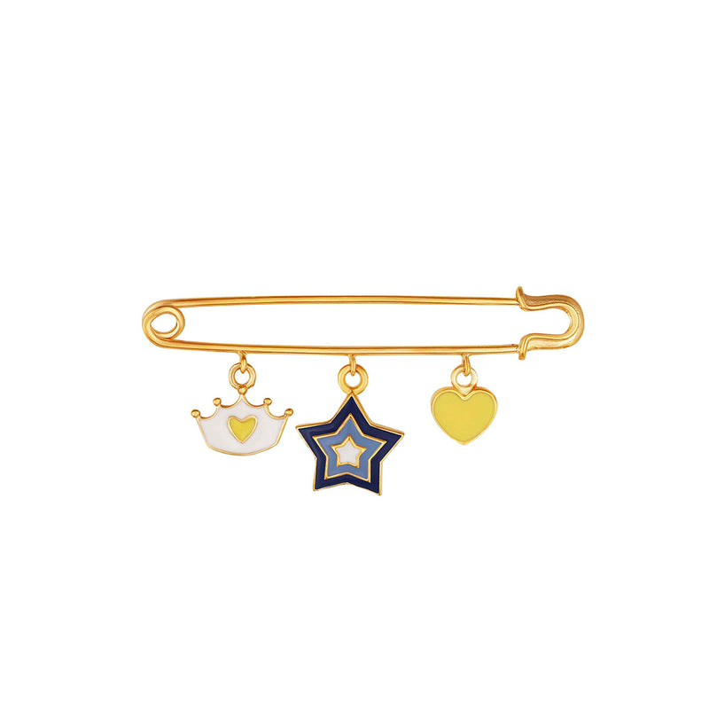 Cute crown, star, and yellow heart baby brooch