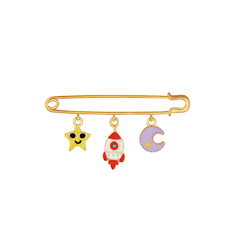 Cute star rocket and moon baby brooch