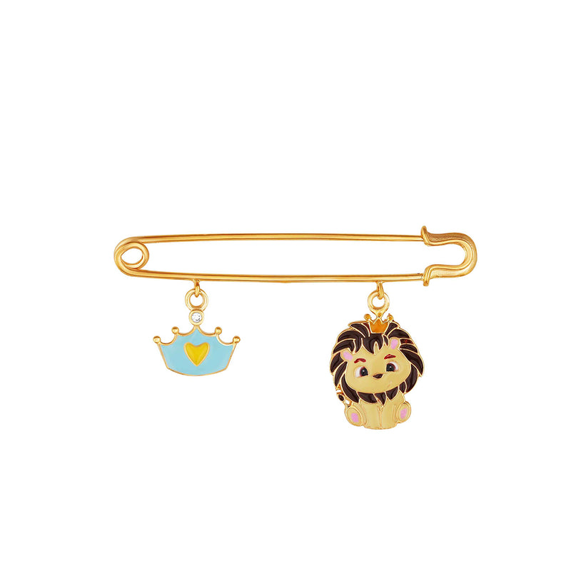 Cute crown and lion baby brooch