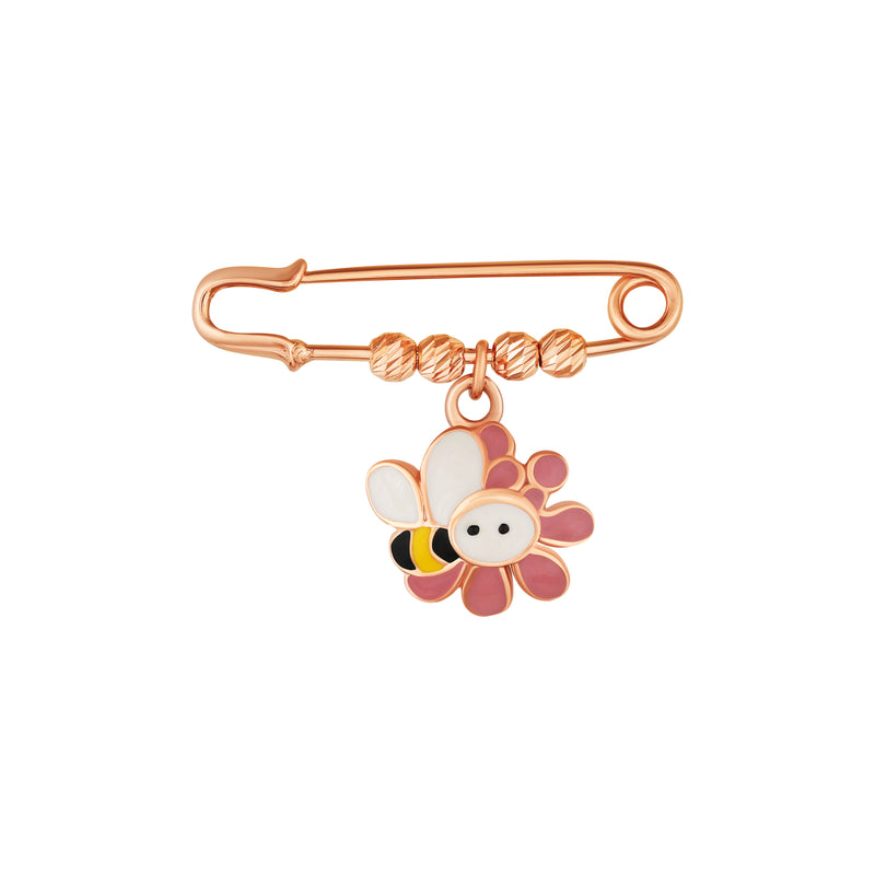 Cute bee and pink flower baby brooch