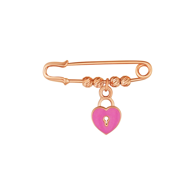 Cute pink heart with lock charm baby brooch