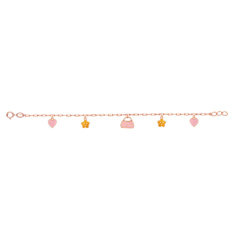 Cute pink hearts, orange flowers, and pink purse Baby Bracelet