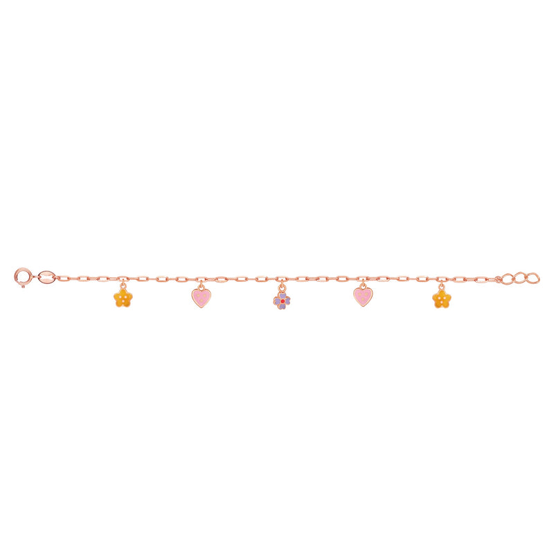 Cute orange and purple flowers, and pink hearts Baby Bracelet