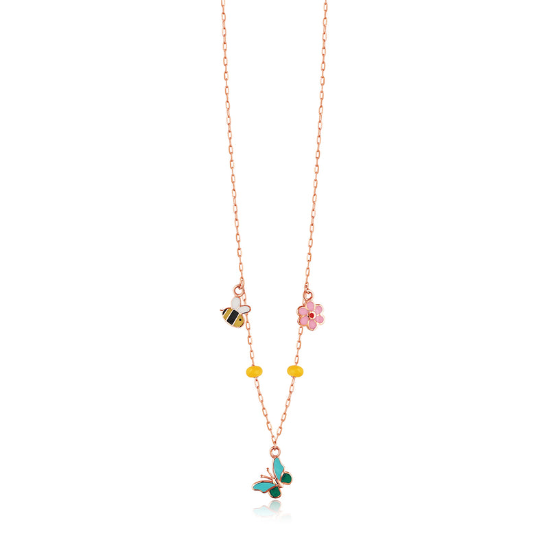 Cute bee, flower and butterfly charm Kids Chain