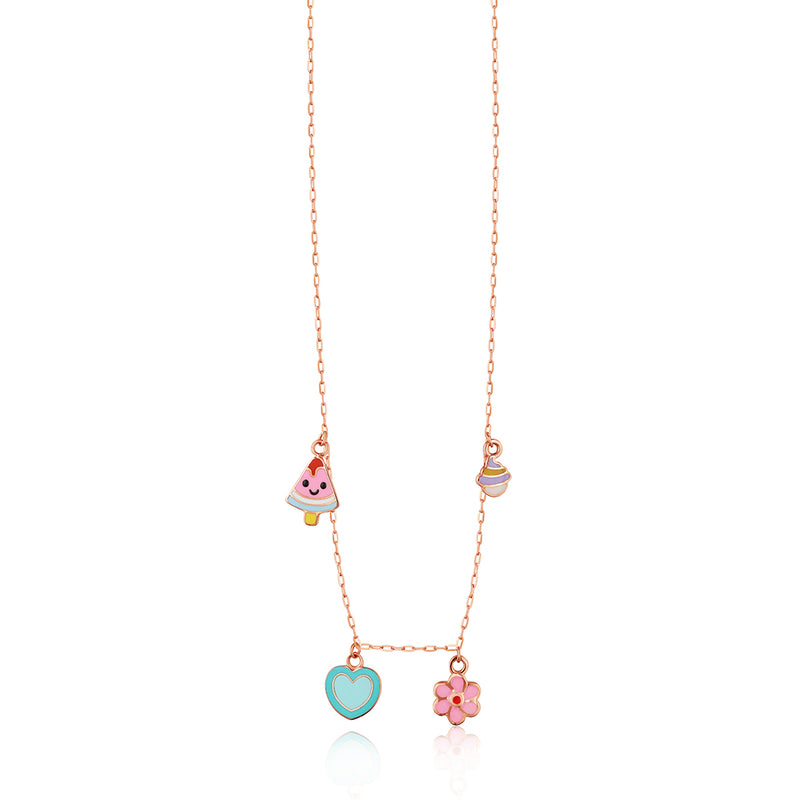 Cute Ice cream, Cupcake, Heart and Flower Charm Kids Chain