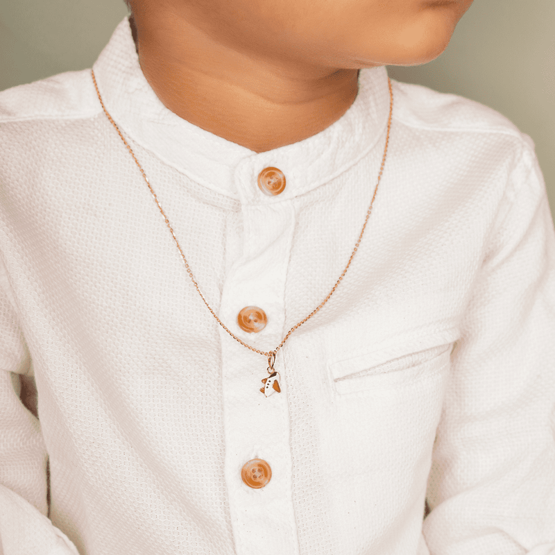 Kids Cute Airplane Gold Pendant with Chain