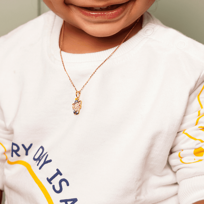 Kids Cute Ganeshji Gold Pendant with Chain