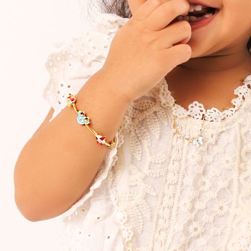 Kids Gold Kada with Means Of Transport Charms