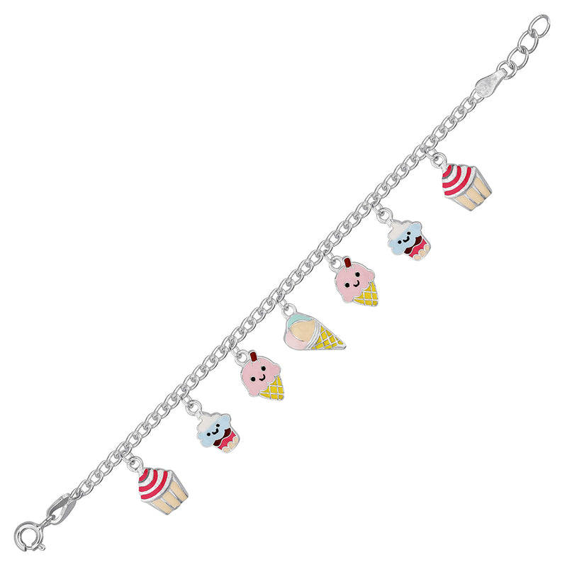 Cute Silver Ice Cream Baby Bracelet - Large