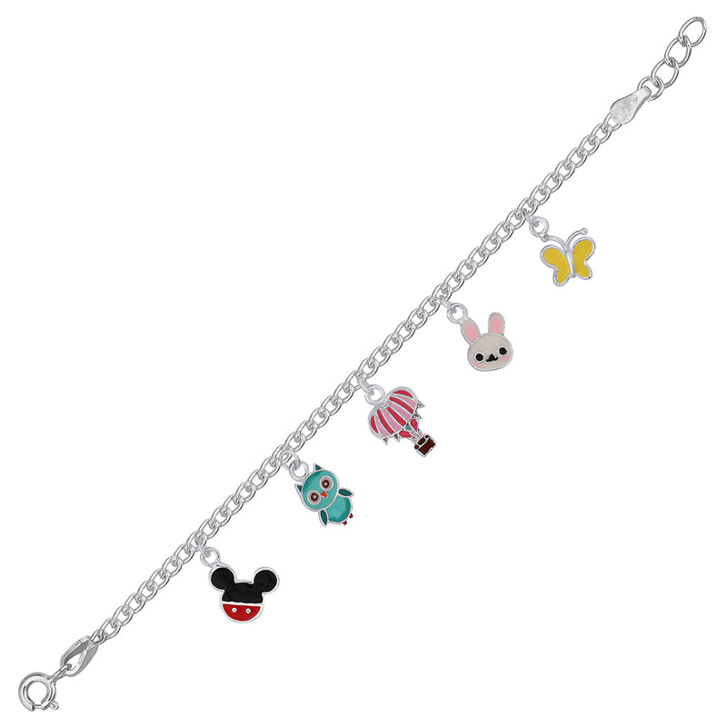 Cute Mouse, owl, balloon, kitty, and butterfly Silver Baby bracelet