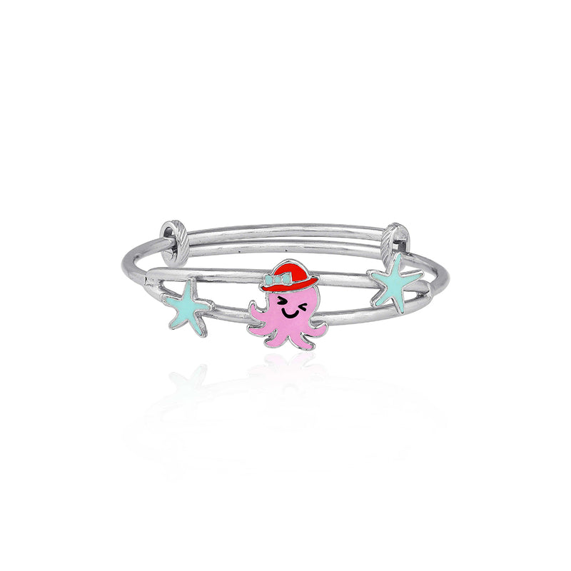 Cute Octopus and stars Silver baby kada