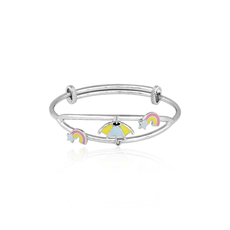 Cute Umbrella and stars Silver baby kada