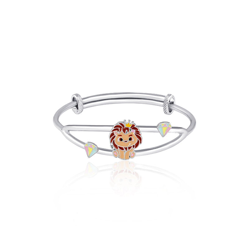 Cute Lion with diamonds Silver Baby Kada