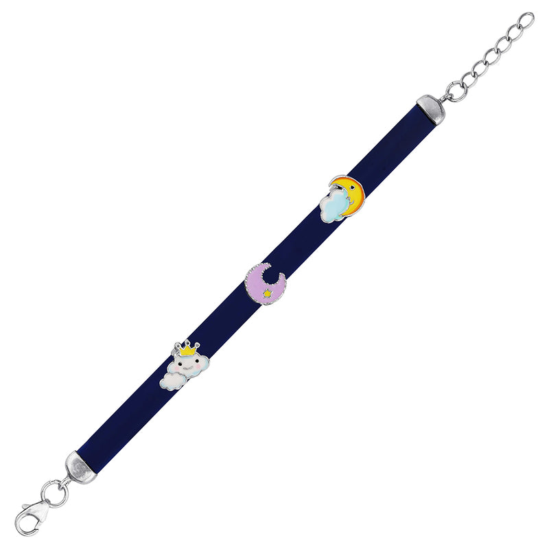 Cute Saturn, Cloud, and Moon Silver baby Bracelet