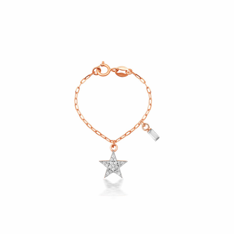 Cute Star with a single baguette Watch Charm Bracelet