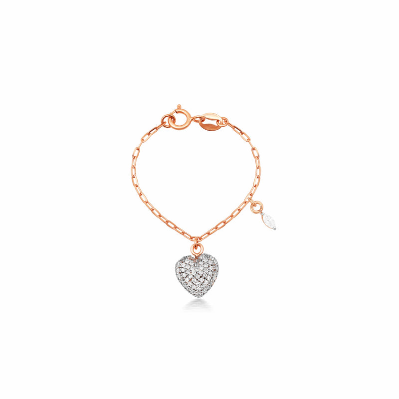 Cute Heart with a marquise cut diamond Watch Charm Bracelet