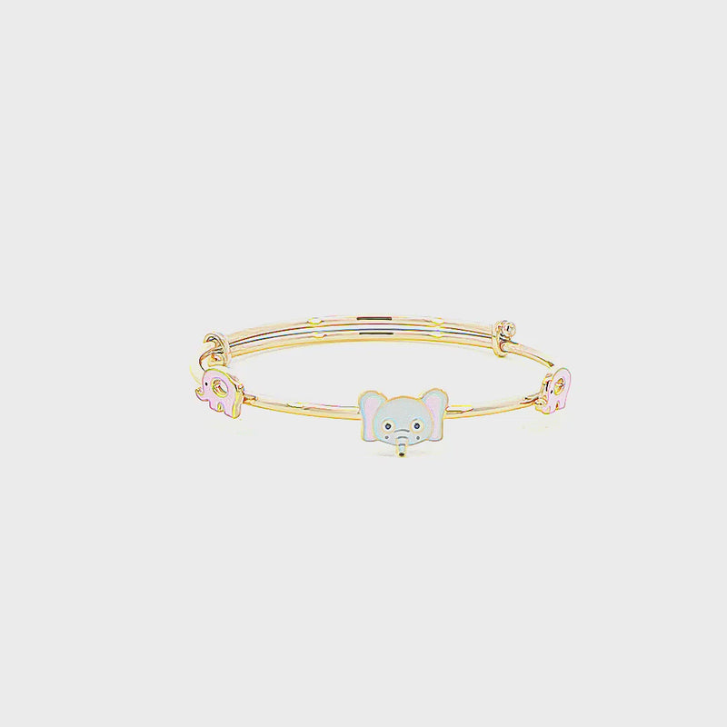 Kids Gold Kada with Three Elephant Charms