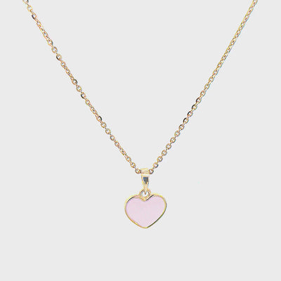 Kids Beautiful Pink Heart Gold Pendant with Chain