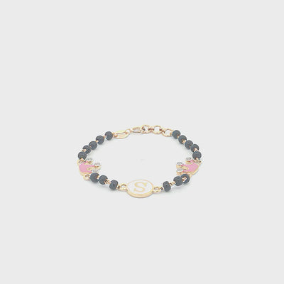 Personalised Initial and Crowns Baby Nazaria Gold Bracelet