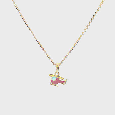 Kids Cute Helicopter Gold Pendant