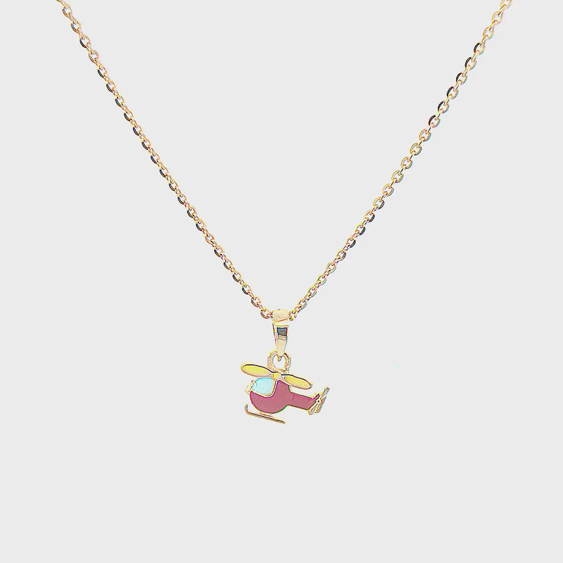 Kids Cute Helicopter Gold Pendant