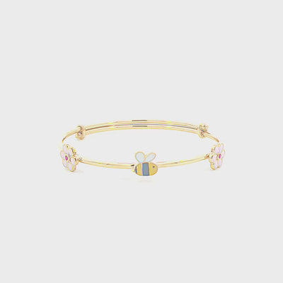 Kids Gold Kada with a Yellow Bee Charm