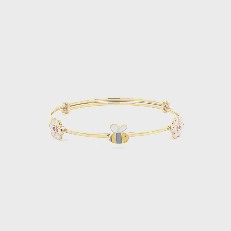 Kids Gold Kada with a Yellow Bee Charm