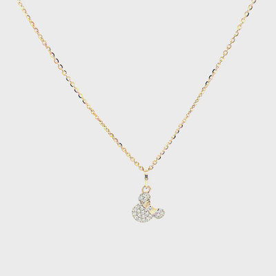 Kids Mickey Mouse Studded Gold Pendant with Chain