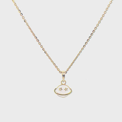 Kids Cute Spaceship Gold Pendant with Chain