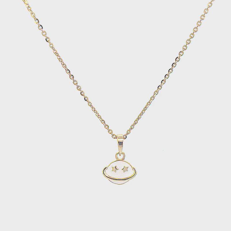 Kids Cute Spaceship Gold Pendant with Chain