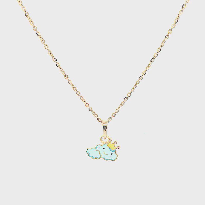 Kids Cute Cloud with Crown Gold Pendant