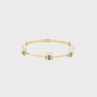 Kids Gold Kada with Three Bee Charms