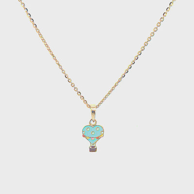 Kids Cute Green Parachute Gold Pendant with Chain