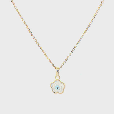 Kids Flower-shaped Evil Eye Gold Pendant