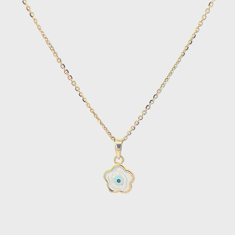 Kids Beautiful Blue Flower Gold Pendant with Chain