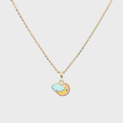 Kids Cute Moon & Cloud Gold Pendant