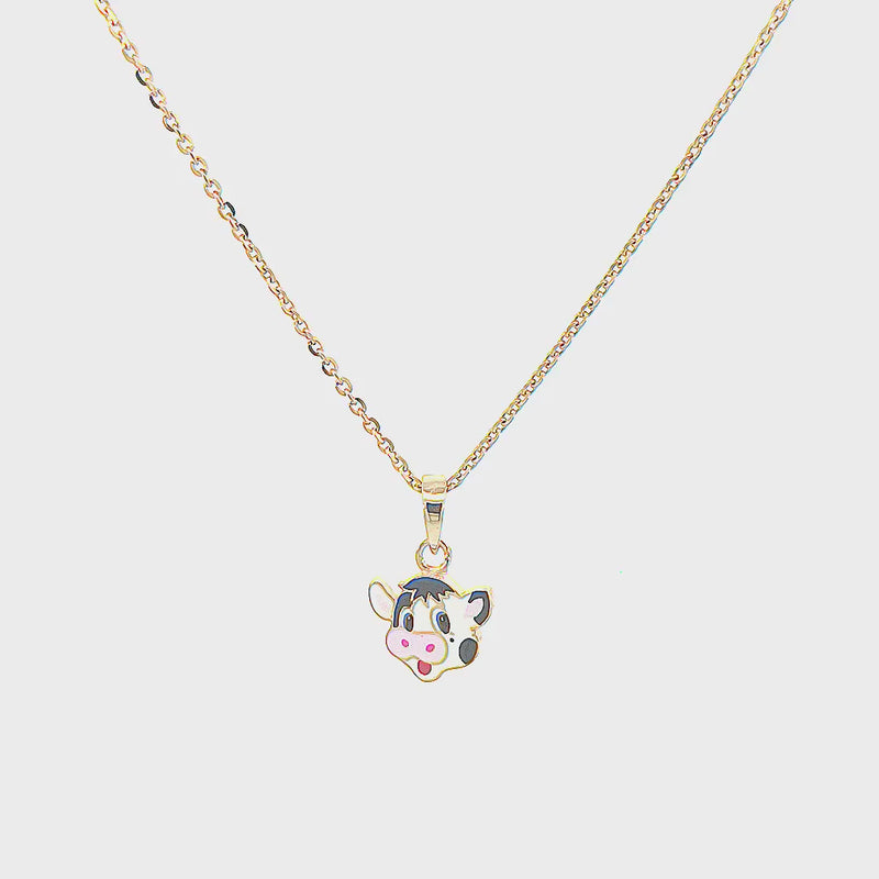 Kids Cute Cow Gold Pendant