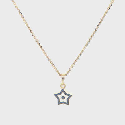 Kids Glittery Blue Star Gold Pendant