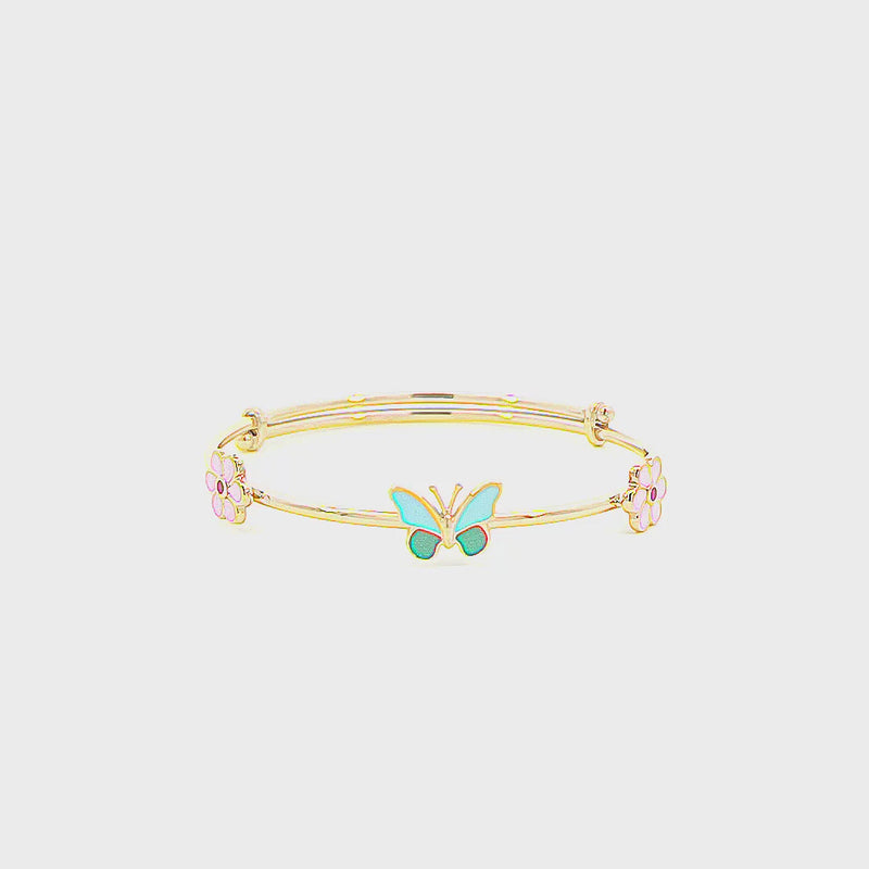 Kids Traditional Gold Kada with Green Butterfly Charm