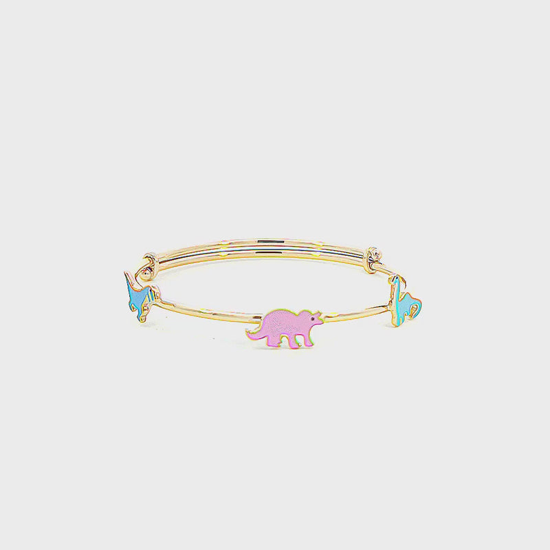 Kids Adjustable Gold Kada with Dinosaur Charms