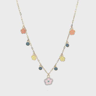 Rose Gold Chain with Flower-shaped Evil Eye Charm